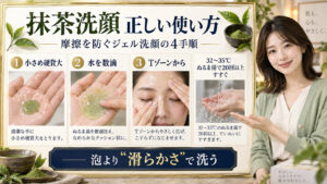 KraveBeauty抹茶洗顔の正しい使い方を示すBeauty Board