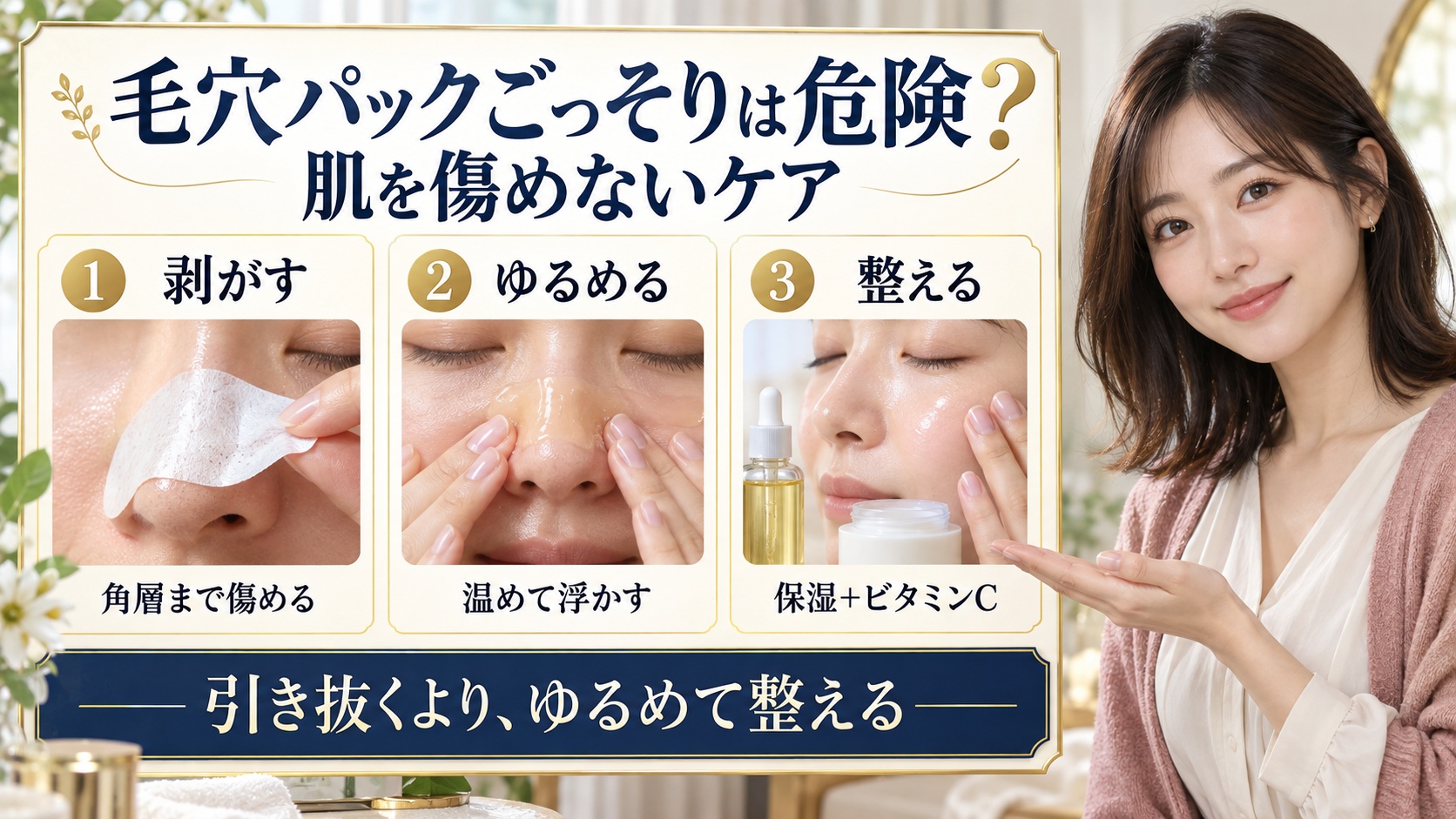毛穴パックごっそりは危険?剥がすよりゆるめて整える毛穴ケア