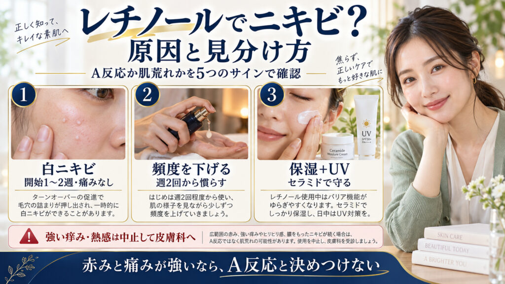 レチノールでニキビができる原因とA反応の見分け方を解説するBeauty Board