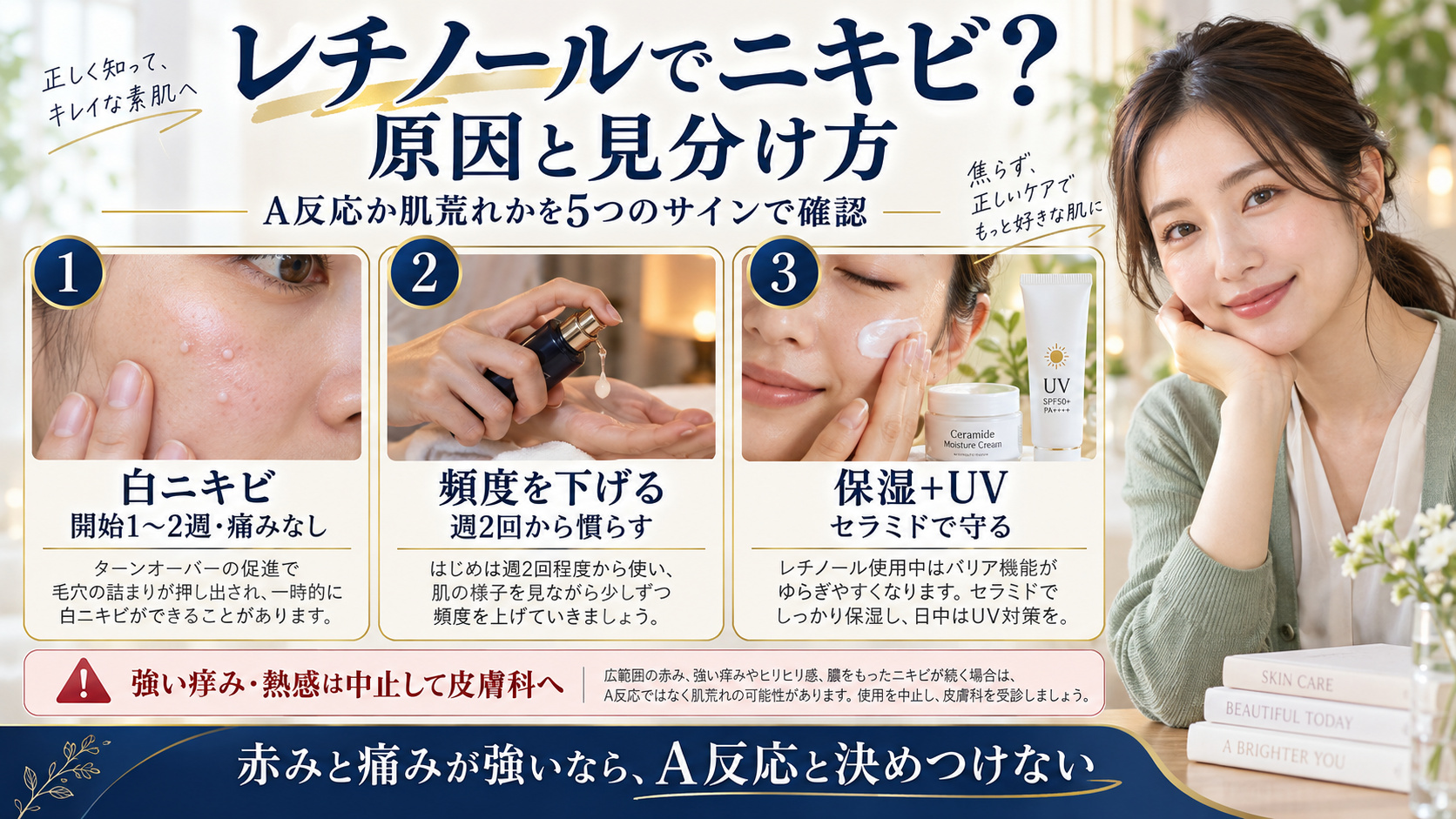 レチノールでニキビができる原因とA反応の見分け方を解説するBeauty Board