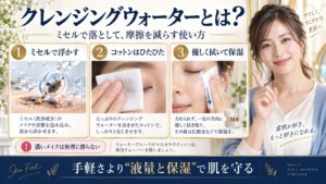 クレンジングウォーターとは？ミセルで落として摩擦を減らす使い方