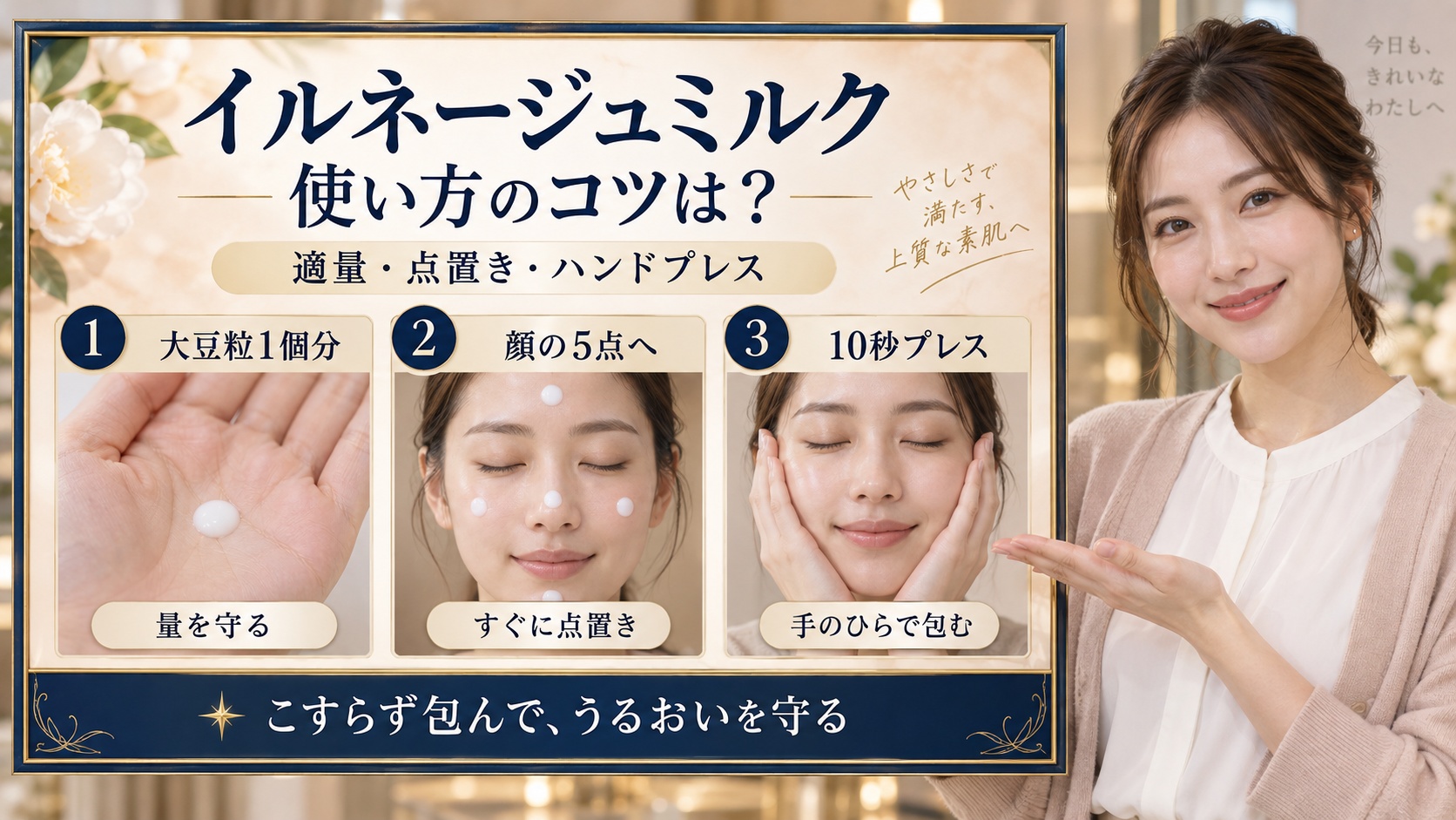 イルネージュミルクの使い方とは？うるおいを密着させる浸透手技