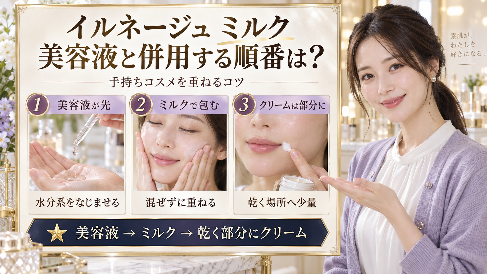 イルネージュミルクの併用術とは？美肌効果を高めるコスメ組み合わせ