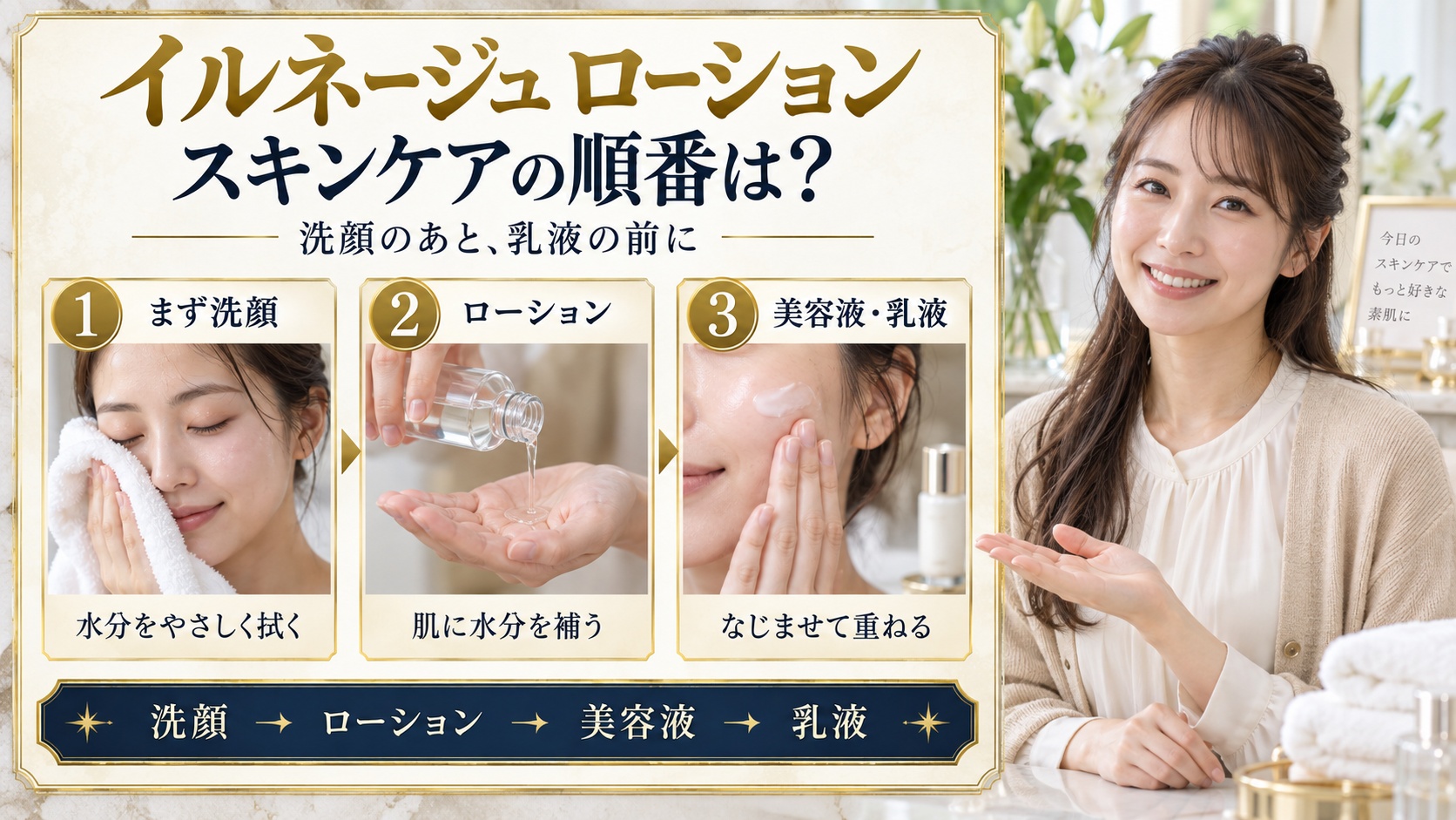 イルネージュローションの順番とは？美肌効果を最大化する重ね方手順