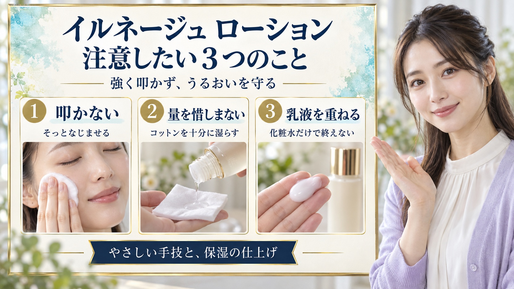 イルネージュローションの注意点とは？肌荒れを防ぐ正しいパッティング手技