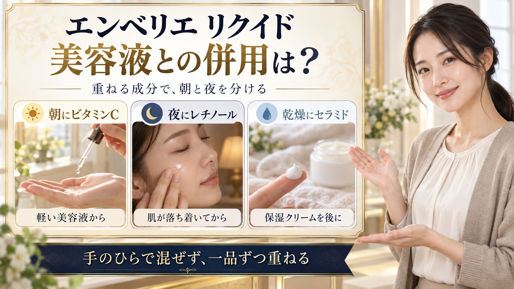 エンベリエリクイドの併用ガイド!美容効果を高める組み合わせ手順