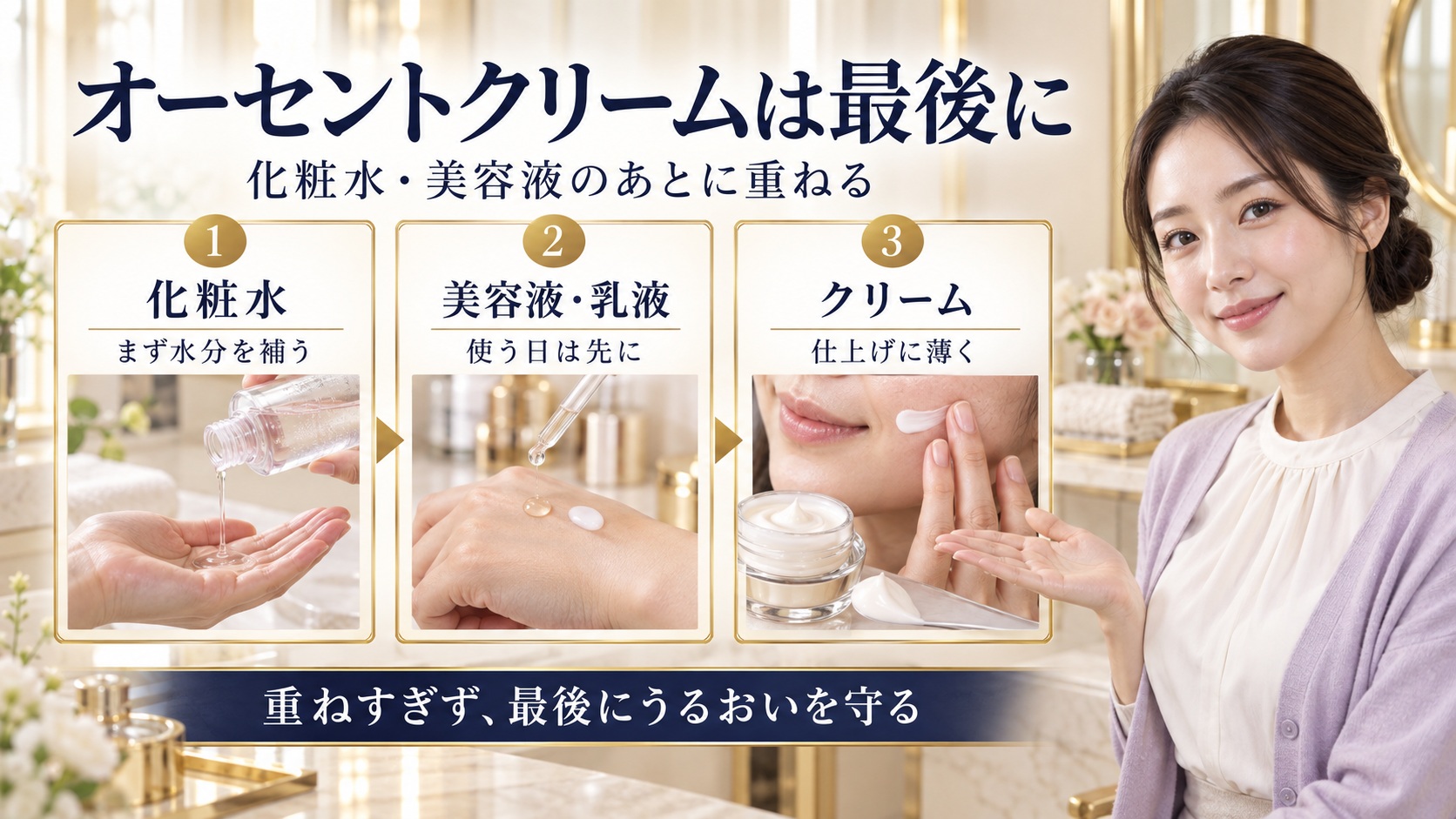 オーセントクリームの順番は?効果を極めるスキンケア重ね方手順