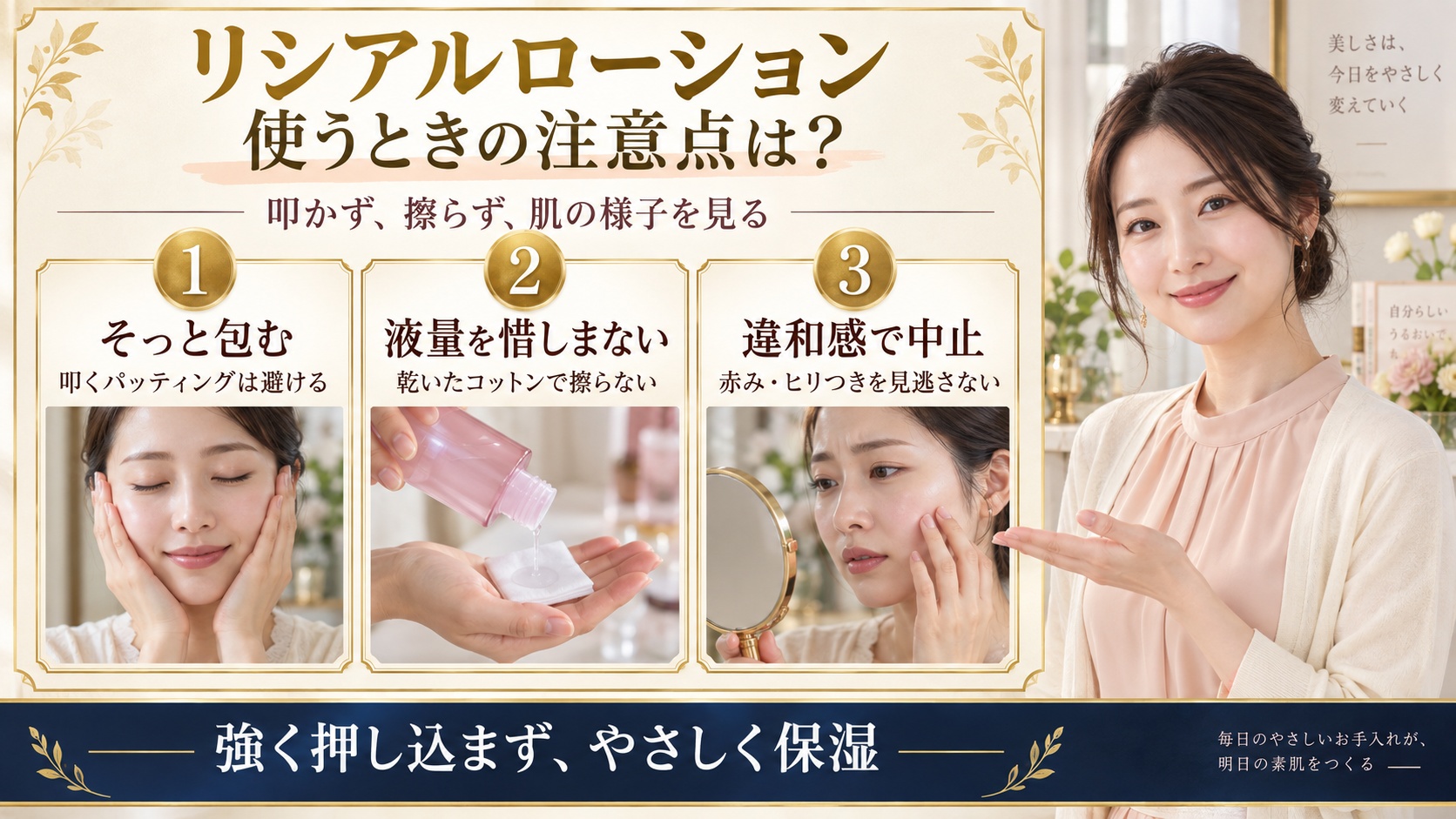 リシアルローションの注意点!肌荒れや摩擦を防ぐ正しいケア作法
