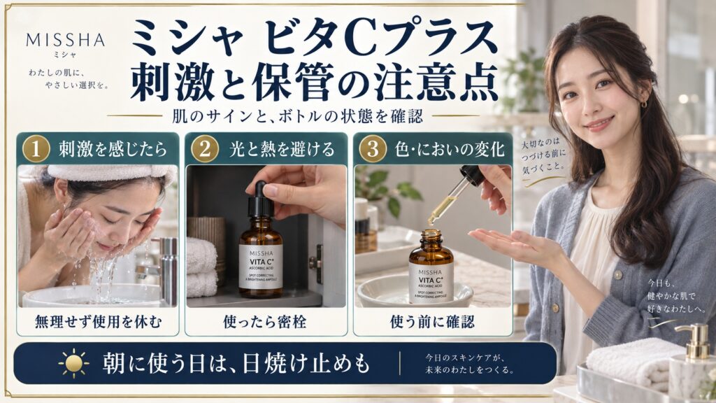 ミシャビタCアンプルの注意点！刺激や酸化変色を防ぐ安全な使い方