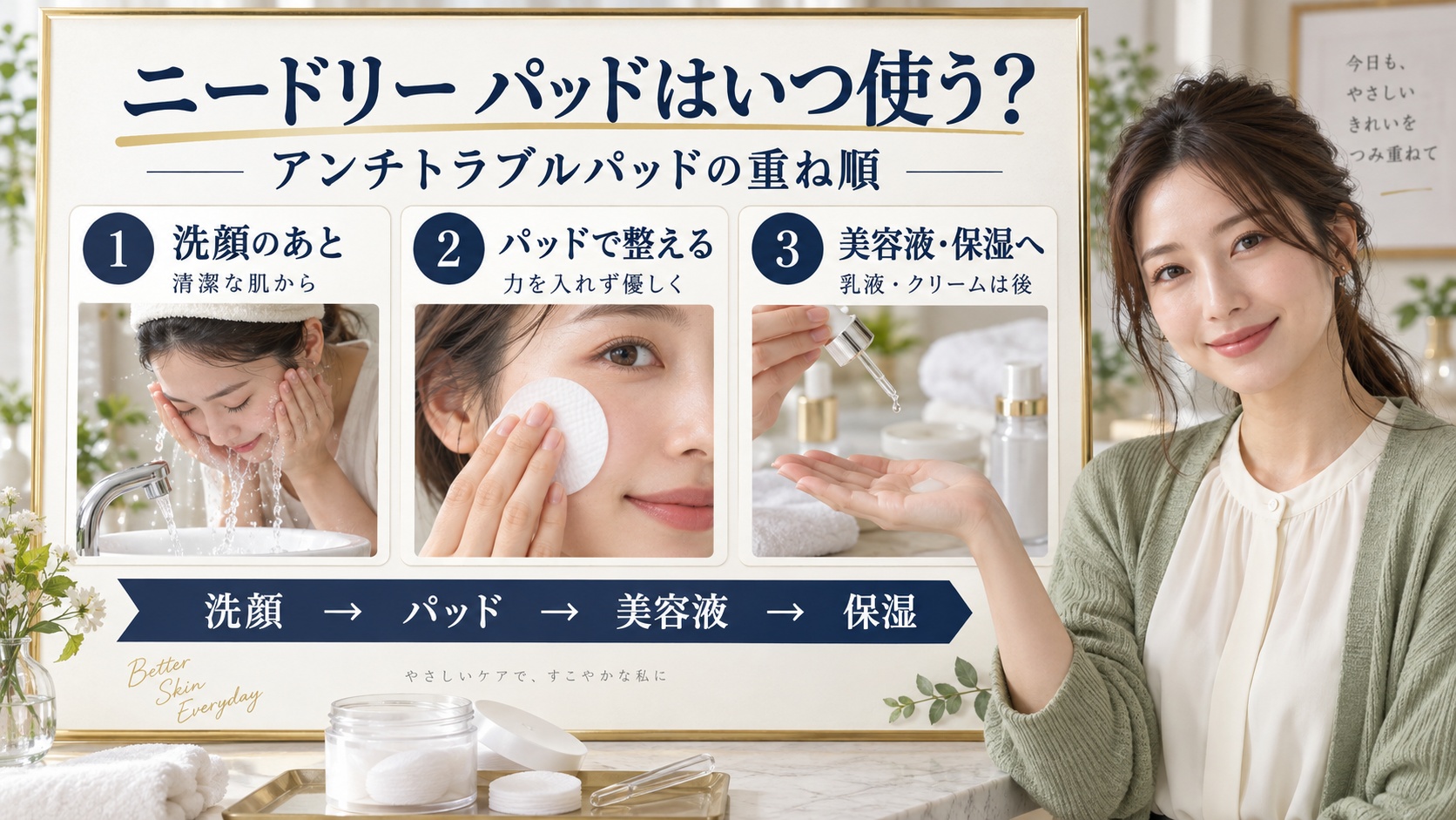 ニードリー アンチトラブルパッド順番!浸透高める重ね方手順