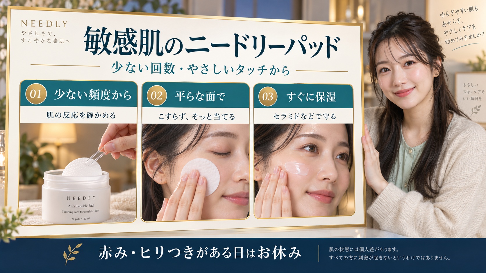 ニードリー アンチトラブルパッド敏感肌!赤み防ぐ安全な使い方