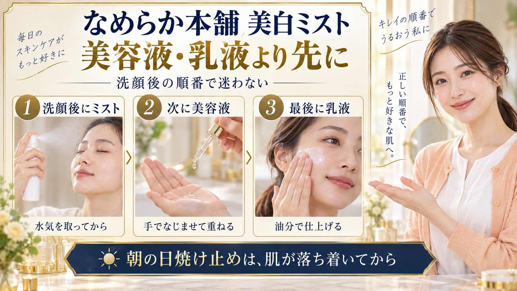 豆乳イソフラボン美白ミスト順番!導入からメイク直しまで網羅