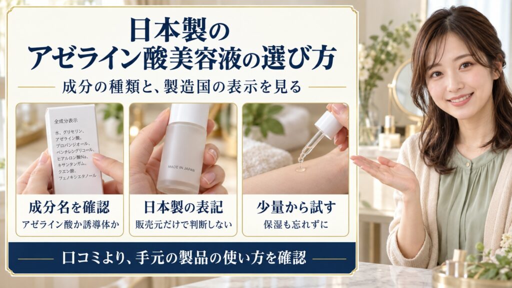 アゼライン酸美容液は日本製をどう選ぶ？成分表示と使い方のポイント